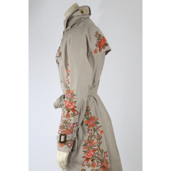 Calypso St Barth Floral Embroidered Trench Coat Boho Luxury Women’s Size M - Picture 10 of 16